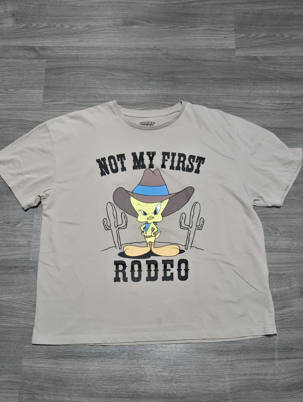 Classic Tweety 'Not My First Rodeo' Graphic Tee - Cream Womens XL